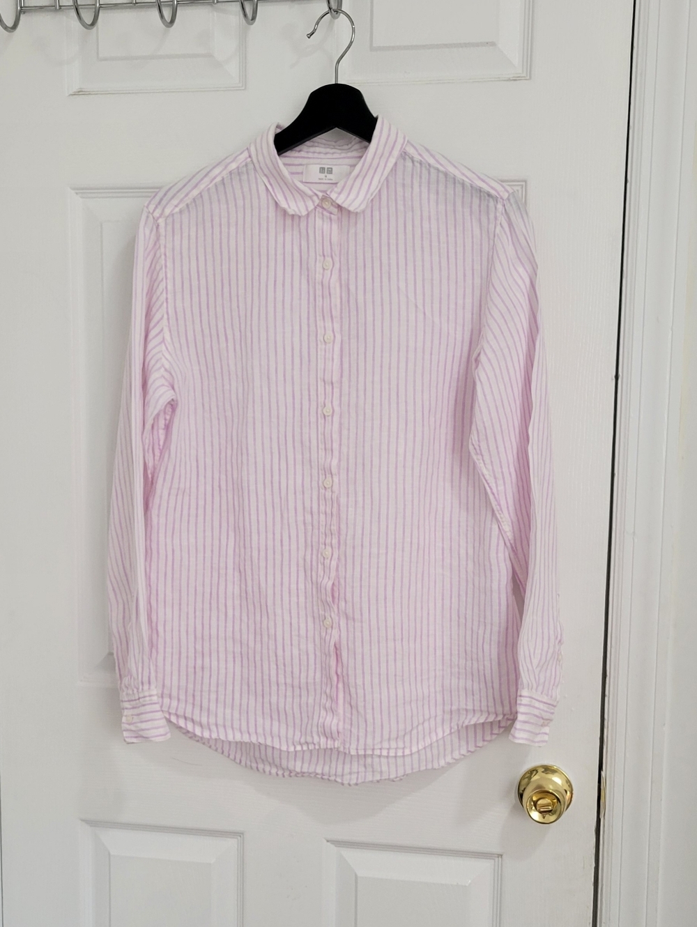 UNIQLO Light Pink & White Striped Button-Up Shirt